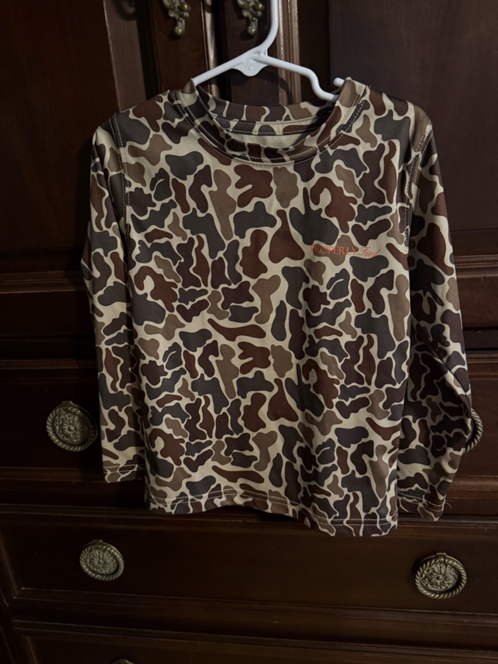 Properly tied camo performance shirt 3t